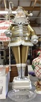 Metal indoor/outdoor golden Santa light up timer