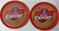 2 Plastic Molson Export Beer Trays