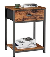 16" Rustic Brown Side Table With Single Drawer 2