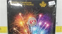2017 $3 Silver Coin With Coloured Canadain Flag