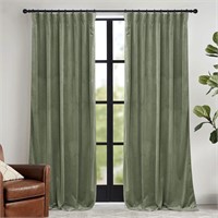 Green Velvet Curtains 84 inch
