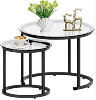 Aboxoo Black Nesting Coffee Glass Table Set Of 2,