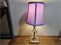 SILVER with Violet SHADE Lamp@9inAx21inH