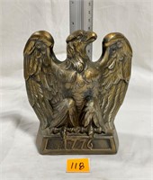 Single Vtg Heavy 1776 Brass Eagle Bookend 6”