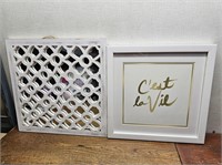White Fancy Patterned Mirror Decor + Saying Sign