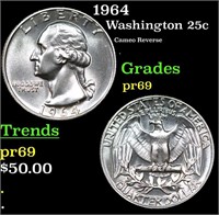 Proof 1964 Washington Quarter 25c Grades GEM++ Pro