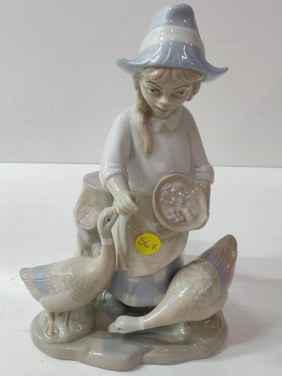 10-1/2" Tall Girl & Geese Porcelain Figure