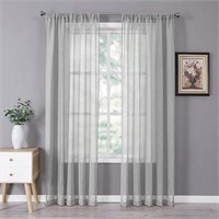 Tollpiz Sheer Curtains Linen Textured Bedroom