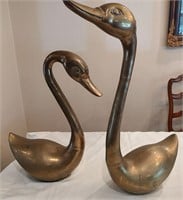 Very Large Mid Century Luxury Brass Swans