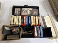 Assorted vintage 8 track and cassette tapes