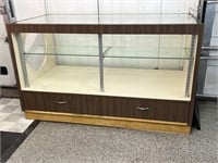 Wood an glass display case open back see photos