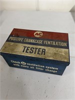 Vintage AC PCV tester with metal advertising box