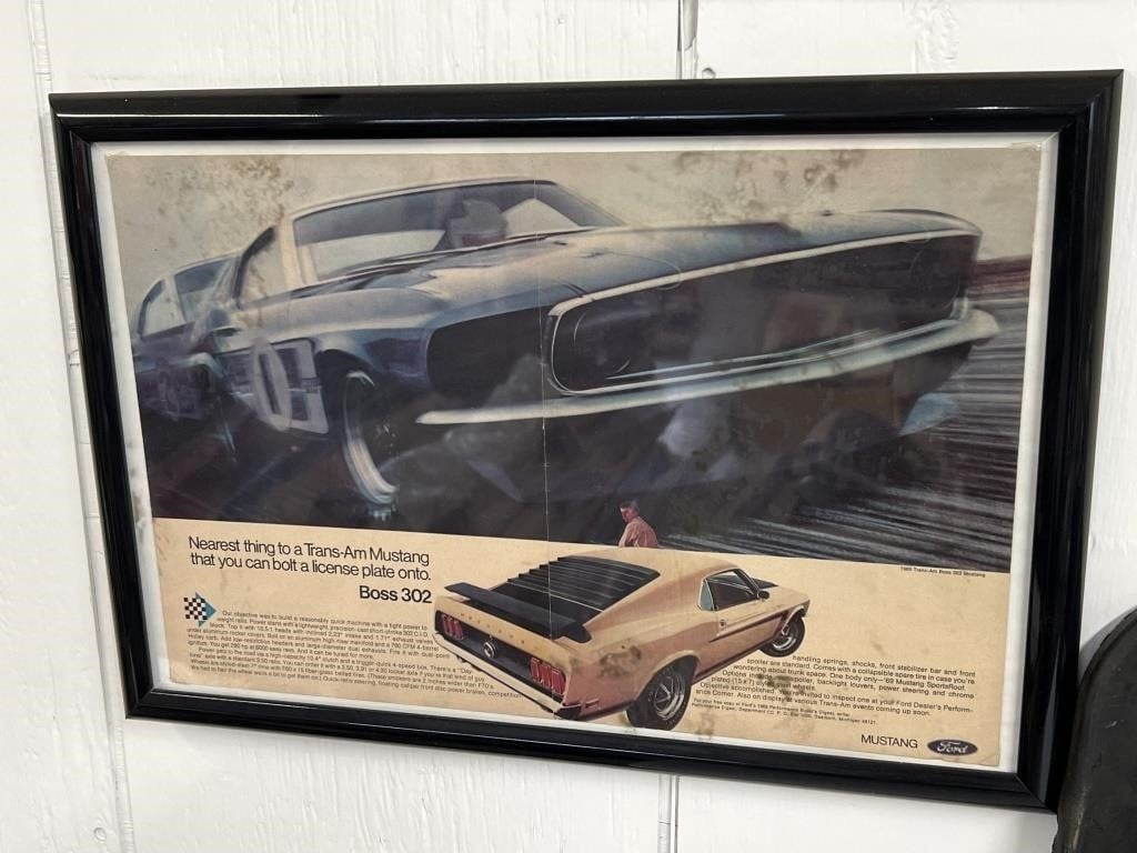 Vintage 1970 Boss 302 Mustang framed magazine