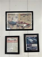 3 vintage Ford Mustang framed magazine