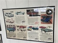 Framed Ford Mustang magazine advertisements