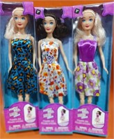 Set of 3, Fashion Poseable Dolls in box