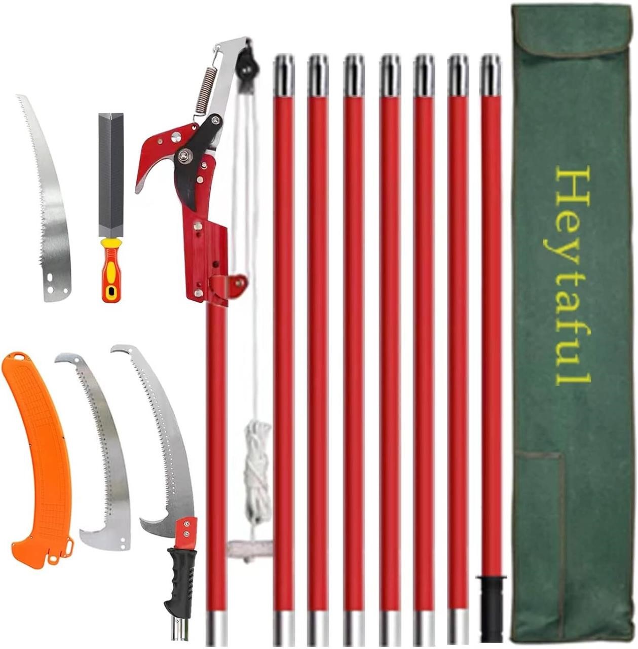 26Ft Tree Pole Pruner Manual Saw (Red) 27Ft