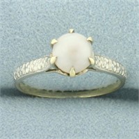 Cultured Pearl Ring in 10k Yellow and White Gold
