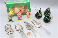 10 - Xmas Elf Ornaments, Glass Pears & Spreaders