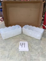 pair of Fire King milk glass planters