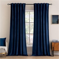 $56-Navy Blue Velvet Curtains 90 inches