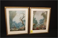 2pc Lithographs by Jean-Honore' Fragonard