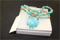 turquoise look bead necklace (display)
