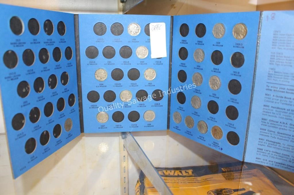 buffalo nickel coin folder & coins (display)