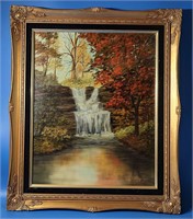 Original Waterfall Painting by J. Fitzgerald