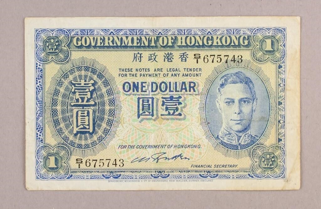 1940 Hong Kong One Dollar Banknote King George VI