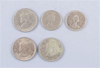 1960 - 80 Hong Kong $1 Coins Elizabeth II 5pc