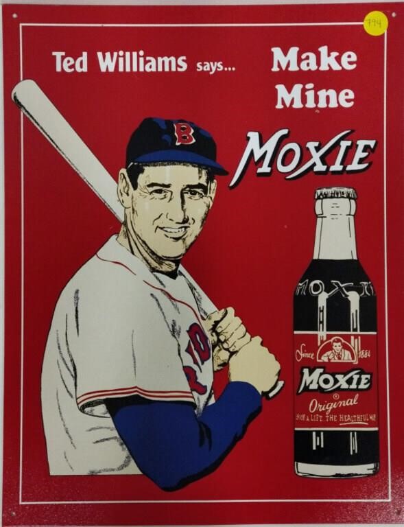 Ted Williams Make Mine Moxie Tin Sign
