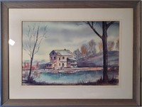 Vintage Signed Watercolor by Trombeau