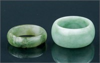 Pair of White & Green Jadeite Rings