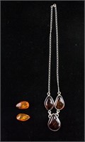 Chinese Natural Amber Pendants w/ Necklace