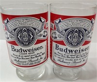 2 Vintage Budweiser Glasses