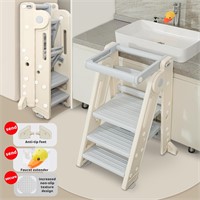 UNCLE WU Toddler Step Stool - Safety Rail, 3-Step