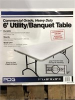 6ft White Utility/ Banquet Table Metal Legs