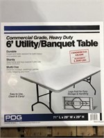 6ft White Utility/ Banquet Table Metal Legs