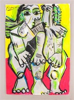 Spanish Gouache on Paper Signed Picasso