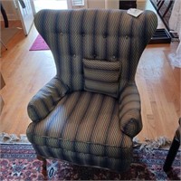 BLUE, PINK & CREAM WINGBACK CHAIR