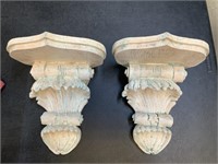 Pair Ivory Wall Shelves