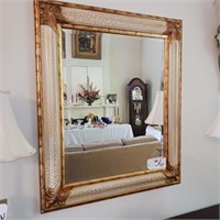 BEVELED CRACKLE GOLD COLORED MIRROR