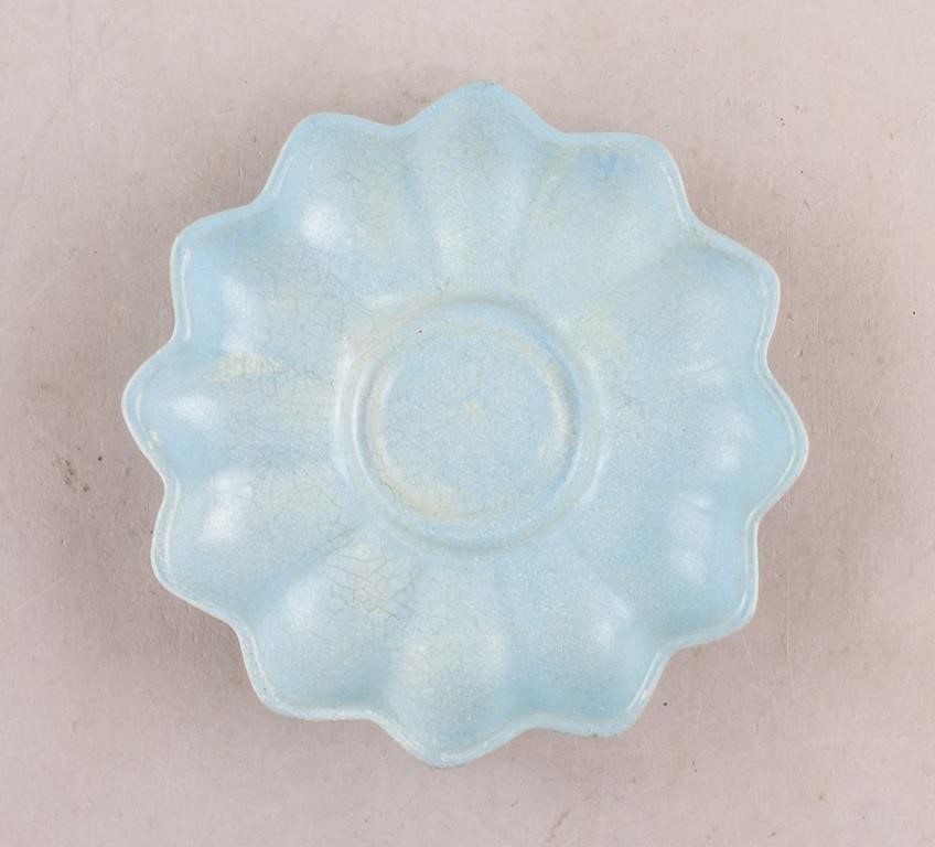 Chinese Ru Ware Style Porcelain Lobbed Plate