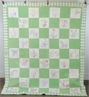 Embroidered Green Garden w/ Fence Quilt