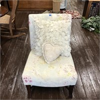 Upholstered Buodoir Accent Chair and Pillows