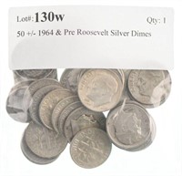 50 +/- 1964 & Pre Roosevelt Silver Dimes