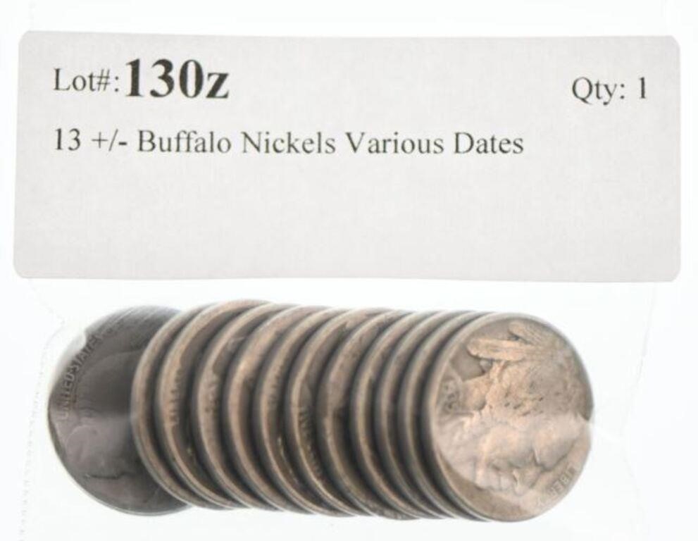 13 +/- Buffalo Nickels Various Dates