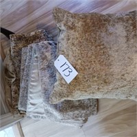 2 CHAMPAGNE COVERED THROWS WITH MATCHING PILLOW