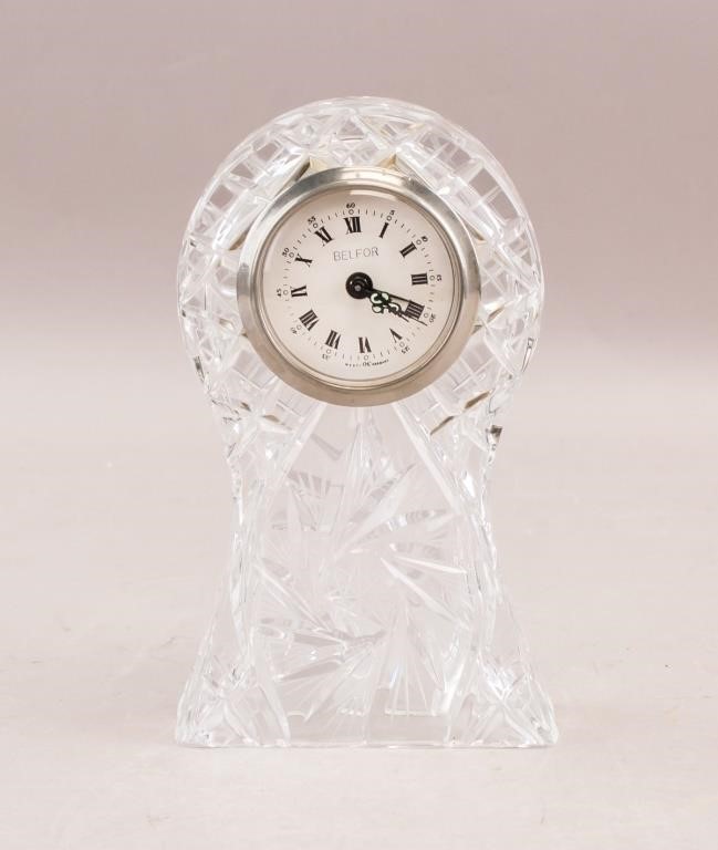 German Belfor Crystal Table Clock